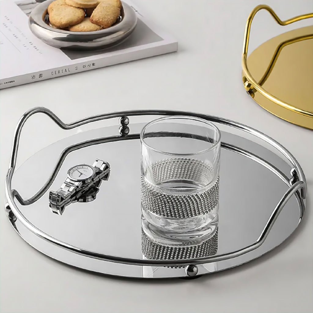 Elegant Metal Serving Tray – Modern Serveware for Home Organization 1