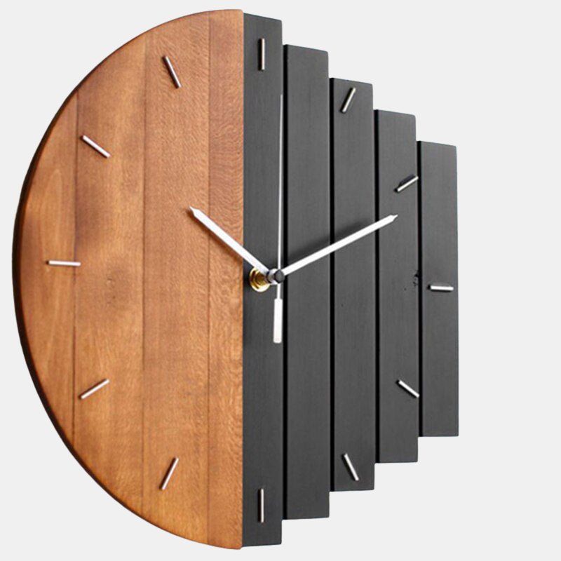 Elegant Wooden Wall Clock Decor – Rustic Design for Home or Office-Wall Clocks-Unique Casa-Black-Unique Casa