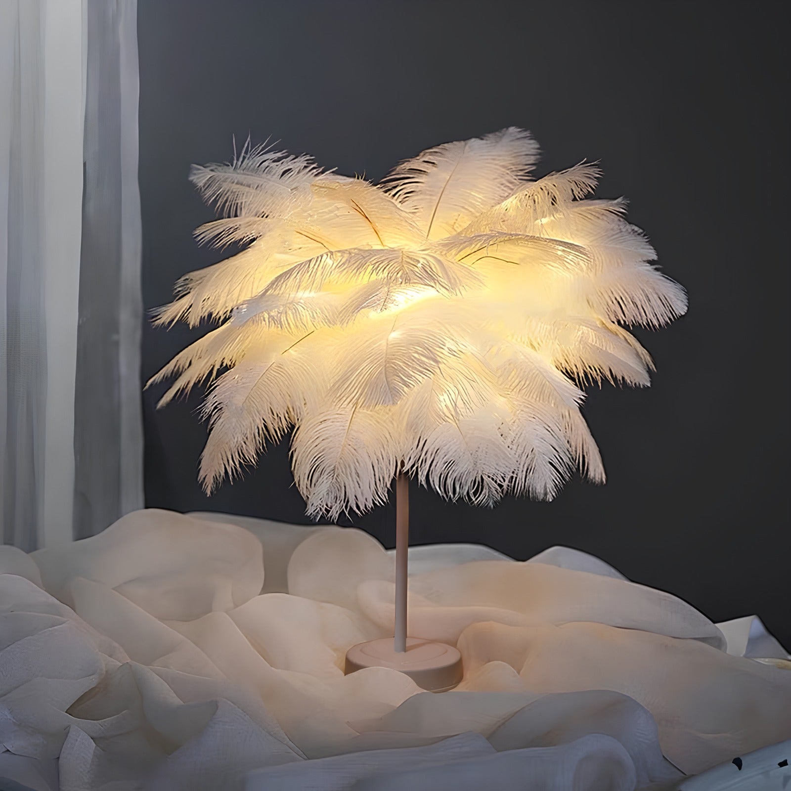 Feather Palm Tree Lamp – Elegant Remote-Controlled Table Lamp for Home Decor 9