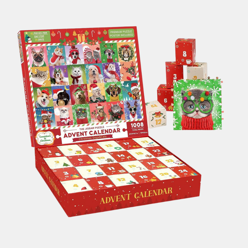 Festive Puzzle Countdown – 1000-Piece Christmas Advent Calendar-Advent Calendars-Unique Casa-Red-Unique Casa