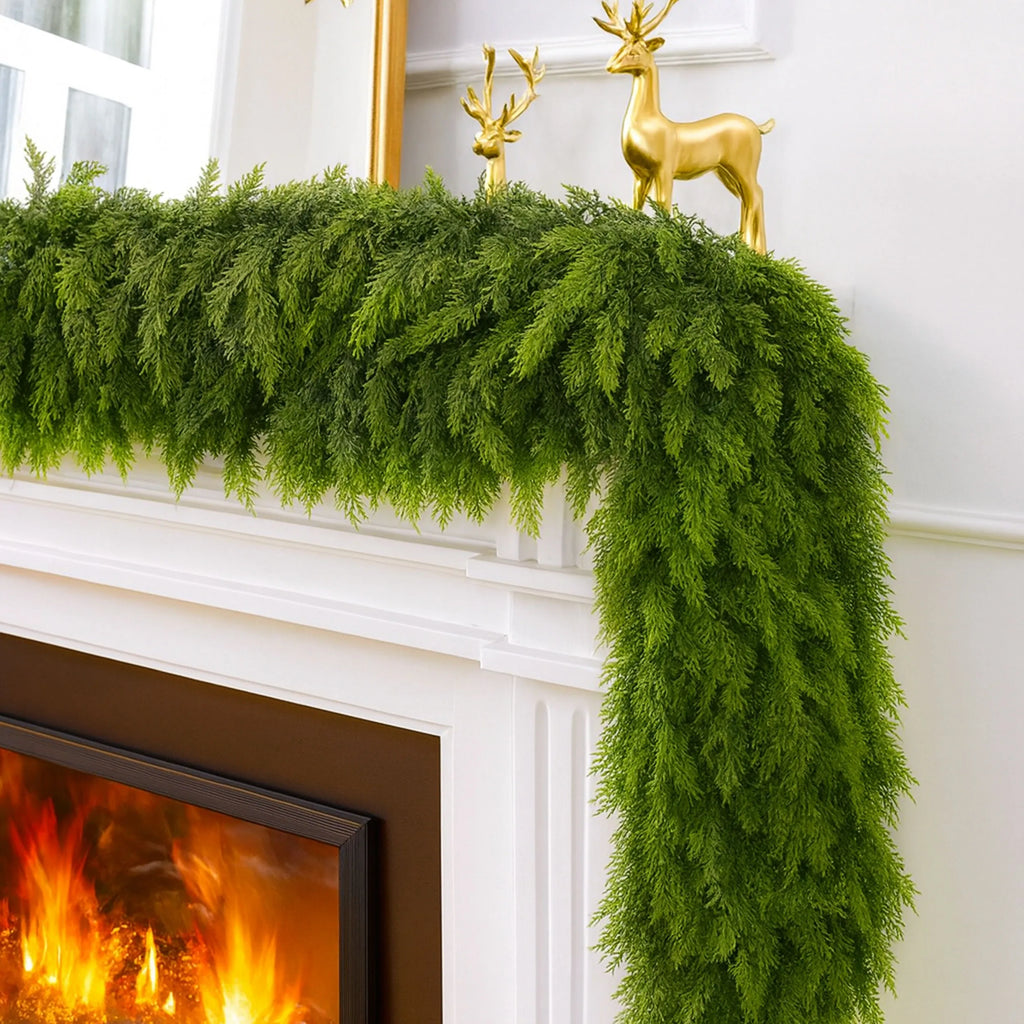 Christmas Cedar Garland – Festive Natural Elegance for Your Home-Christmas Wreaths-Unique Casa-BUY 1 & SAVE 30% OFF-Unique Casa