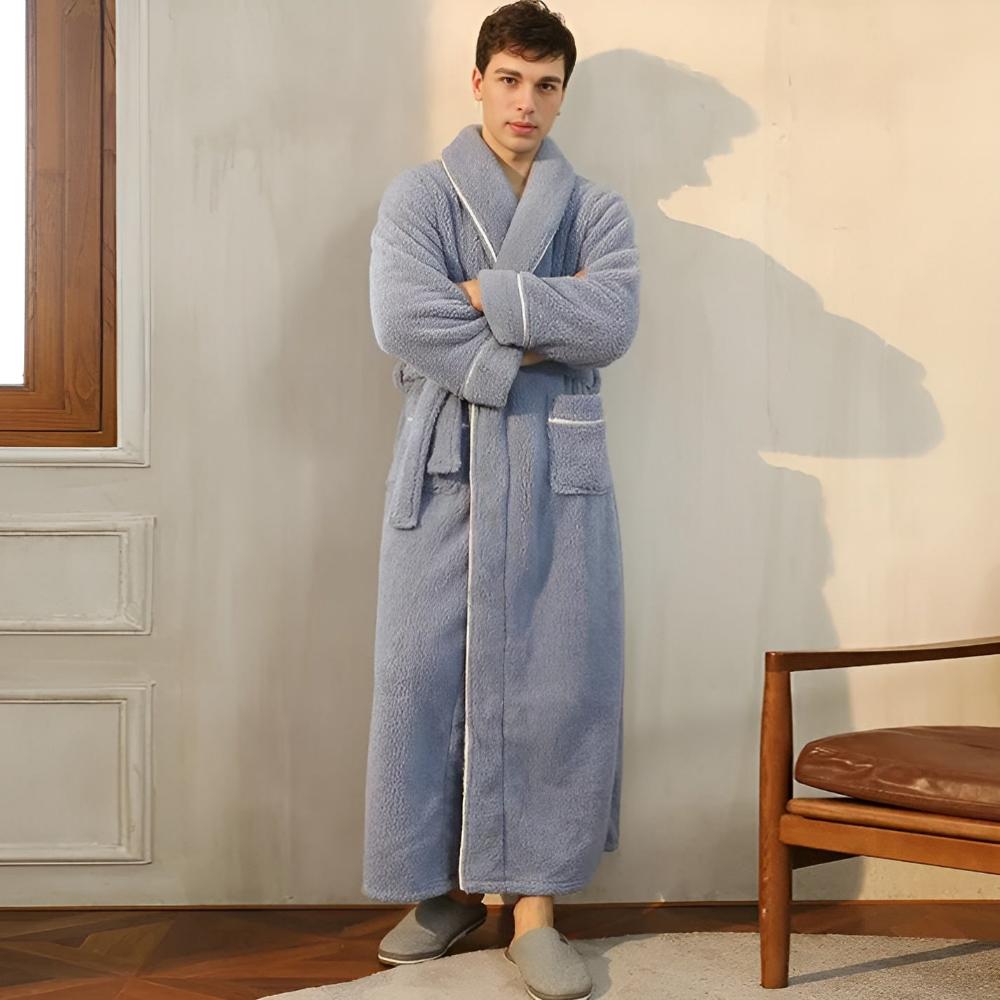 Flannel Bathrobe for Men and Women – Cozy Unisex Dressing Gown for Home 4