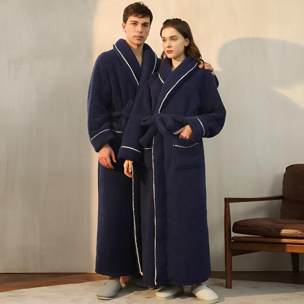 Flannel Bathrobe for Men and Women – Cozy Unisex Dressing Gown for Home 1