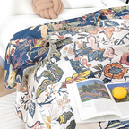 Floral Cotton Throw Blanket – Lightweight Reversible Accent for Home Decor 5