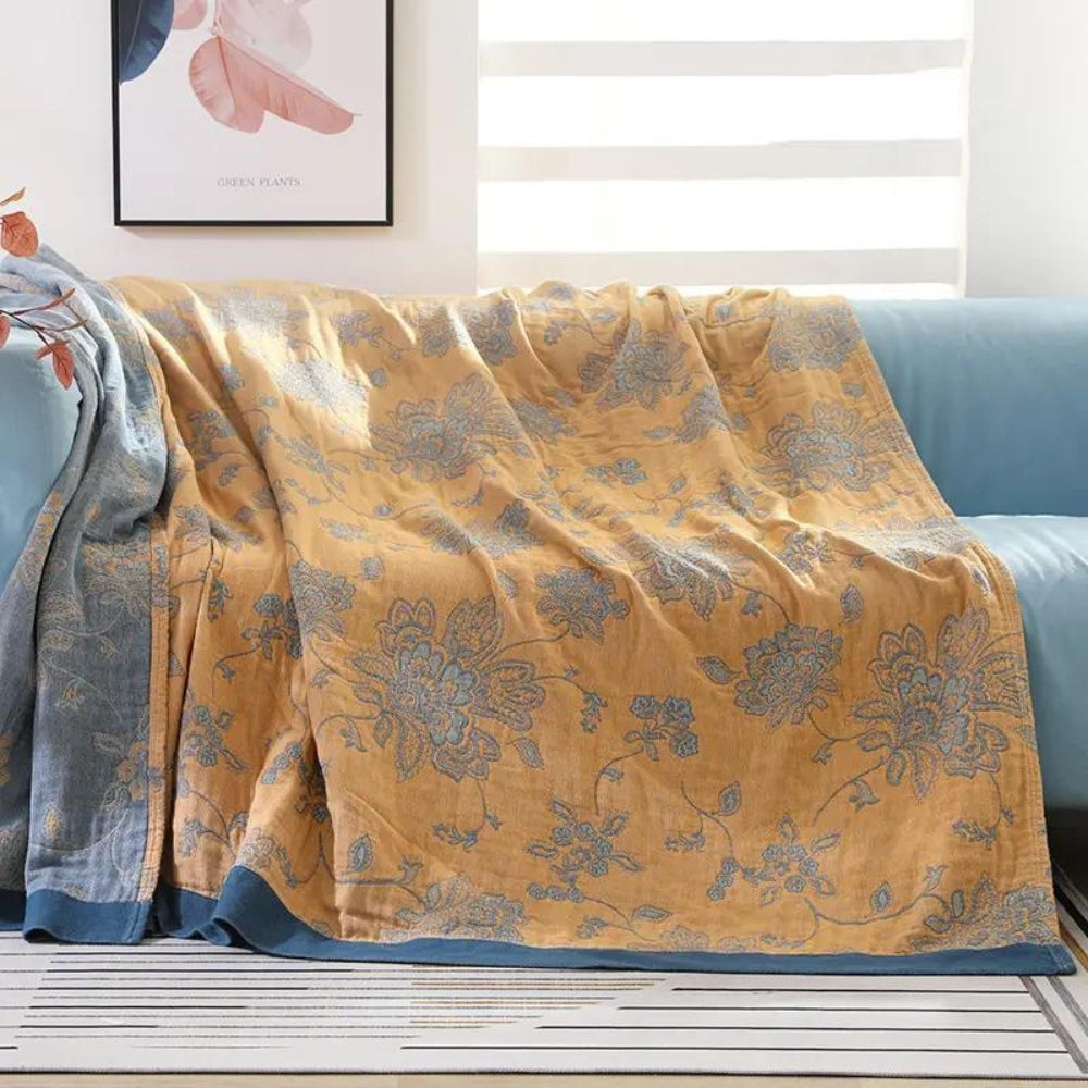 Floral Pattern Throw Blanket – Lightweight Cotton Blanket for Year-Round Use 4