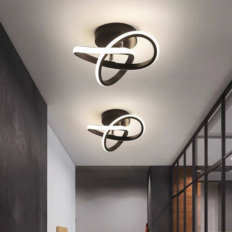 Flush Mount Ceiling Light Fixture – Modern LED Black Metal Design for Home 0