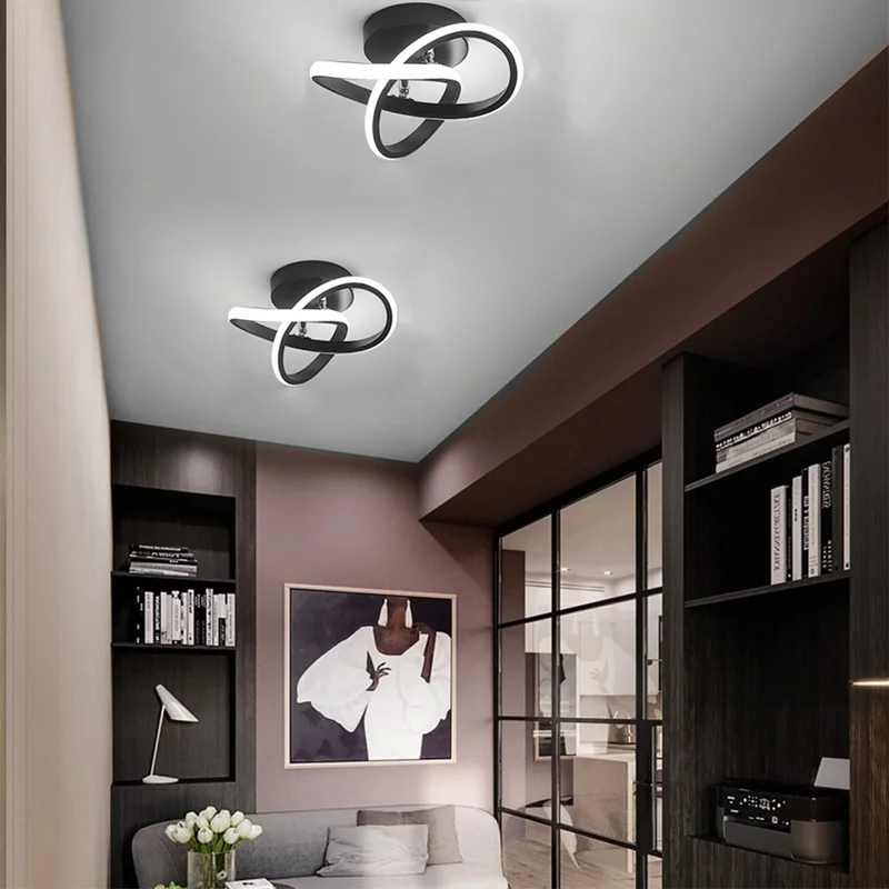 Flush Mount Ceiling Light Fixture – Modern LED Black Metal Design for Home 2