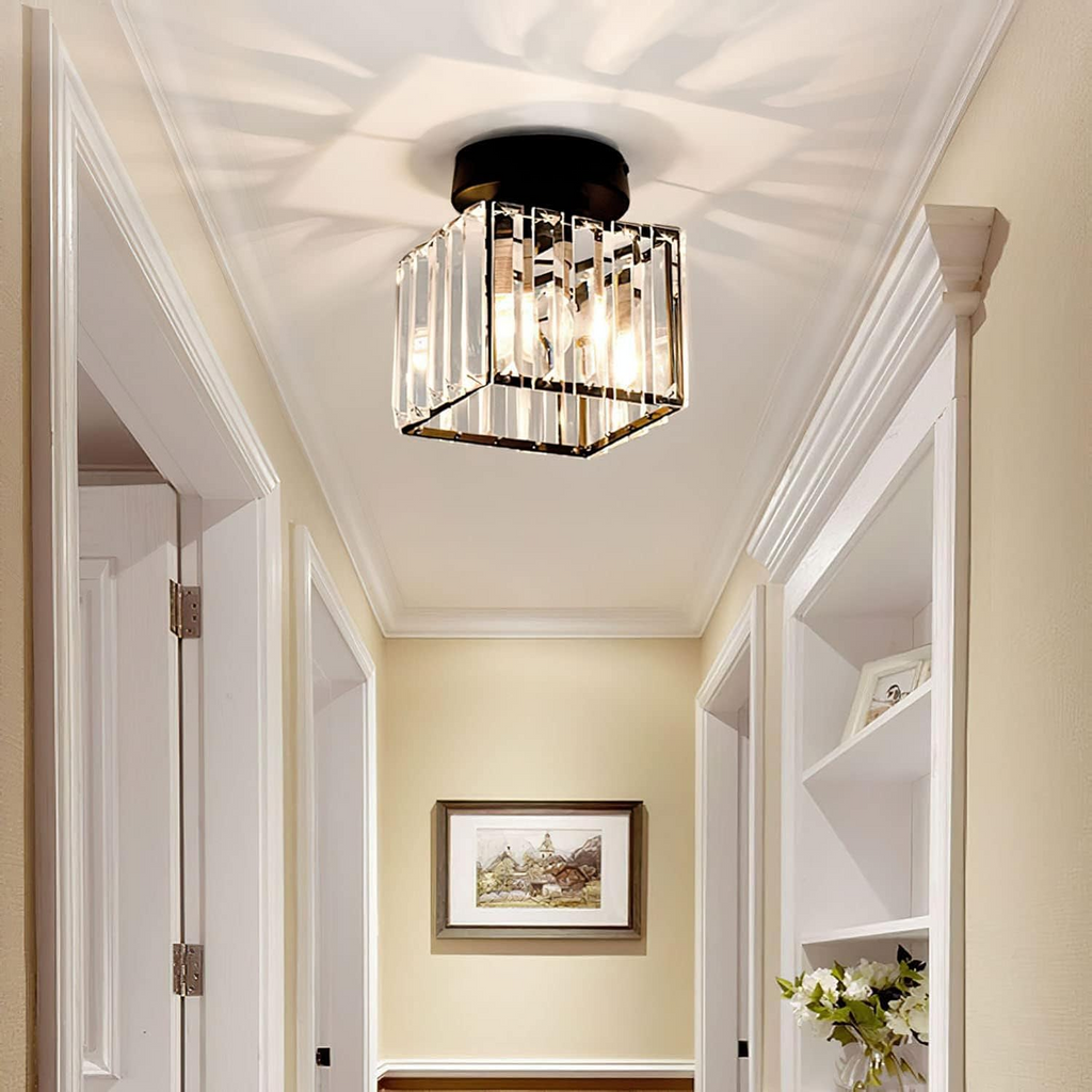 Flush Mount Ceiling Light Fixture with Crystal Shade for Small Spaces 2