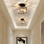 Flush Mount Ceiling Light Fixture with Crystal Shade for Small Spaces 0