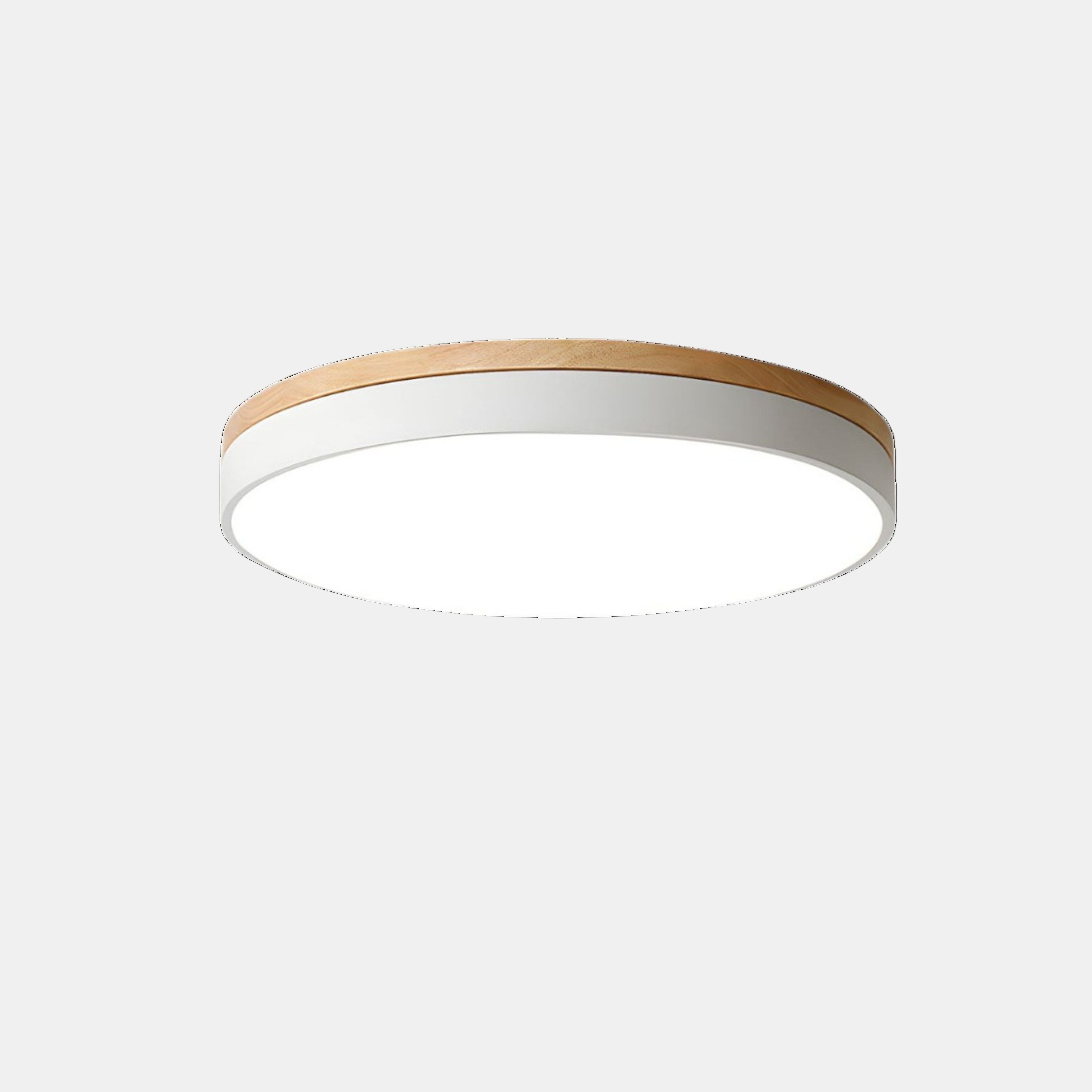 Flush Mount Ceiling Light with Natural Wood Accent – Modern LED Fixture 0