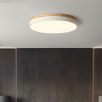 Flush Mount Ceiling Light with Natural Wood Accent – Modern LED Fixture 1