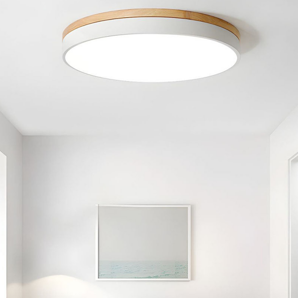 Flush Mount Ceiling Light with Natural Wood Accent – Modern LED Fixture 5