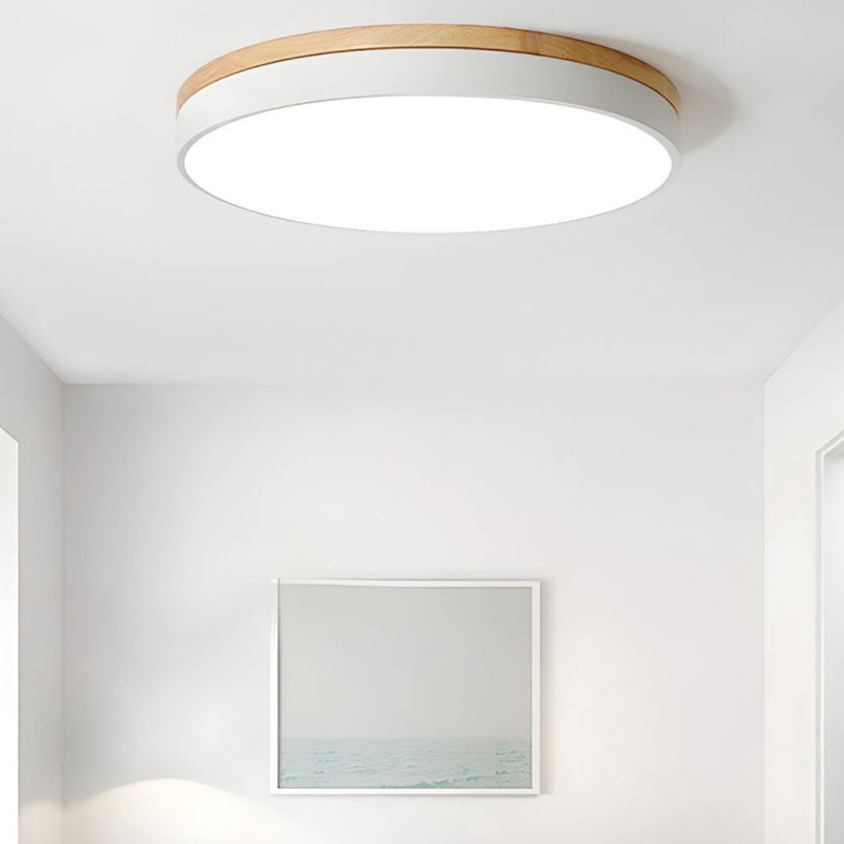Flush Mount Ceiling Light with Natural Wood Accent – Modern LED Fixture 5