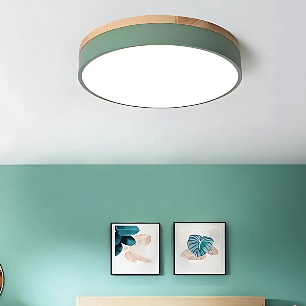 Flush Mount Ceiling Light with Natural Wood Accent – Modern LED Fixture 8