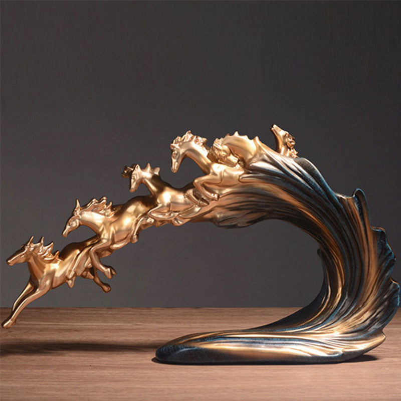Galloping Horse Sculpture in Resin – Elegant Home and Office Decor Piece 2