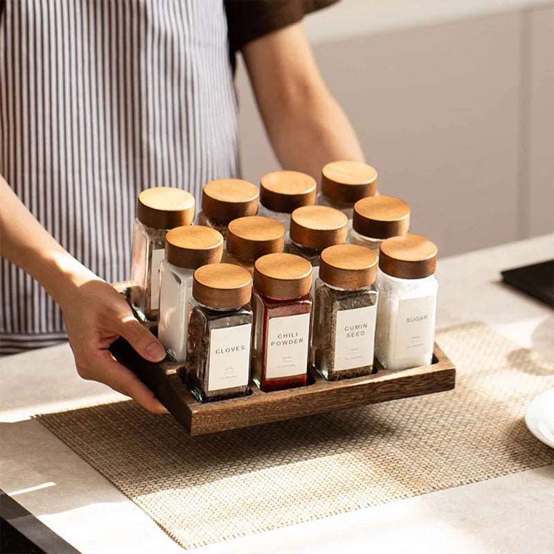 Glass Spice Seasoning Jar Set for Modern Kitchens-Storage & Organisation-Unique Casa-8-Piece Jar Set-Unique Casa
