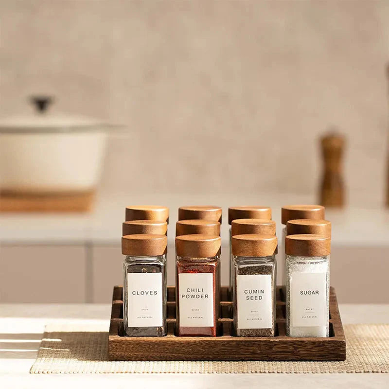 Glass Spice Seasoning Jar Set for Modern Kitchens-Storage & Organisation-Unique Casa-Unique Casa