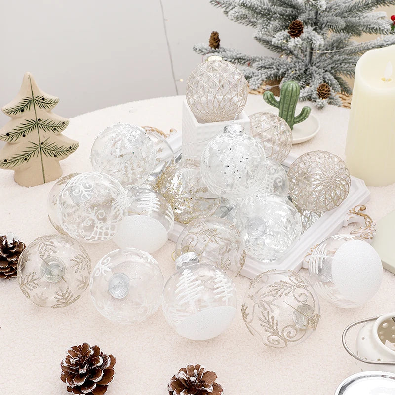 Glitter Christmas Tree Baubles – Shatterproof & Elegant-Christmas Decorations-Unique Casa-White-Unique Casa