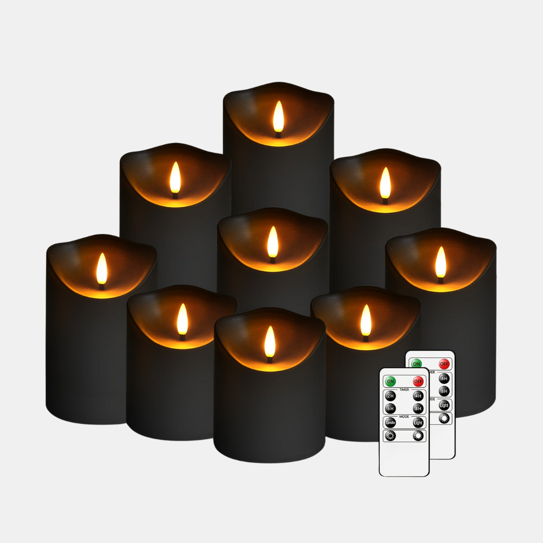 Glittering LED Flameless Candles Set – 9-Piece Battery Operated Decor 0