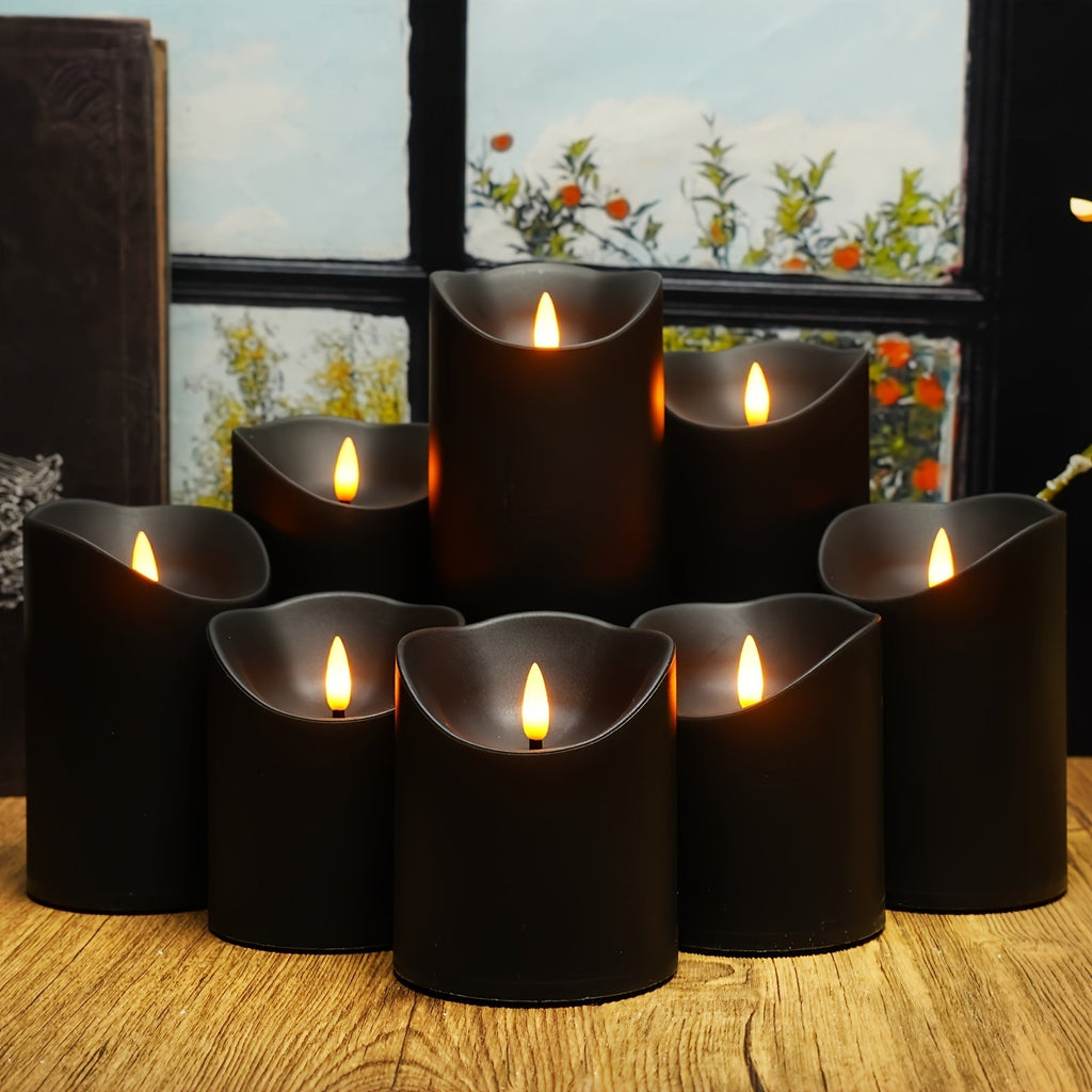 Glittering LED Flameless Candles Set – 9-Piece Battery Operated Decor 1
