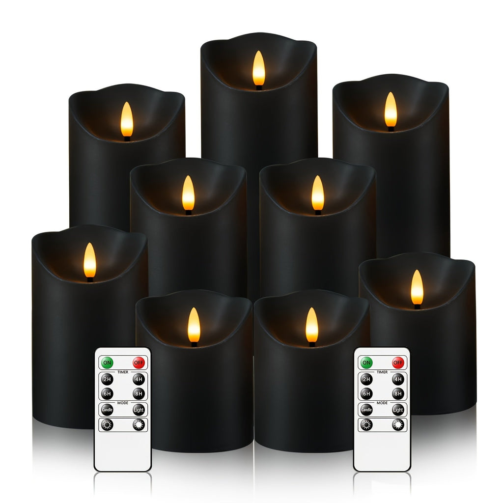 Glittering LED Flameless Candles Set – 9-Piece Battery Operated Decor 2
