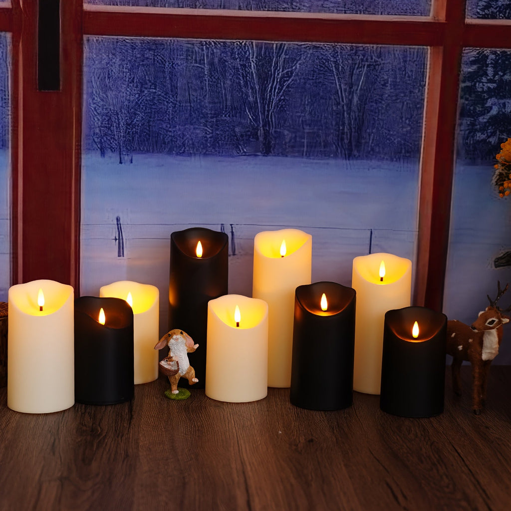 Glittering LED Flameless Candles Set – 9-Piece Battery Operated Decor 4