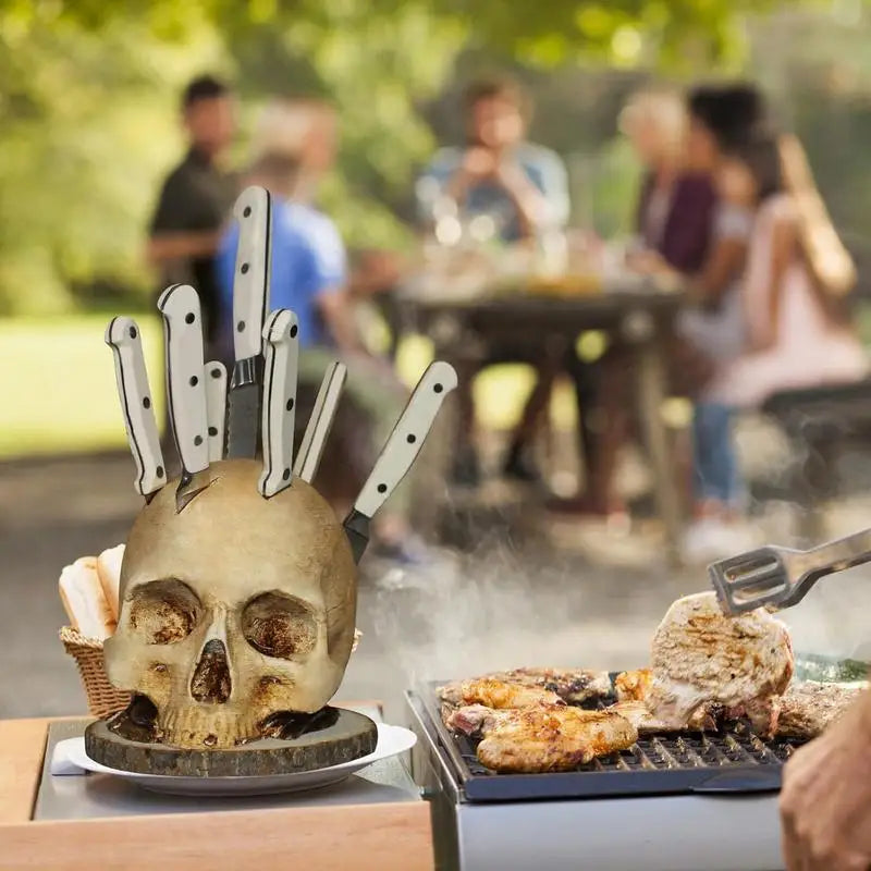 Halloween Skull Knife Holder – Unique Kitchen Decor for Spooky Aesthetics 2