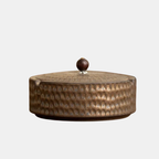 Handcrafted Ceramic Ashtray with Wooden Lid for Home and Patio-Decoration-Unique Casa-Brown-Unique Casa