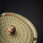 Handcrafted Ceramic Ashtray with Wooden Lid for Home and Patio-Decoration-Unique Casa-Unique Casa