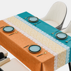 Handmade Embroidered Tablecloth – Unique Decorative Cover for Dining Table-Tablecloths-Unique Casa-Blue Orange-A-120*170cm-Unique Casa