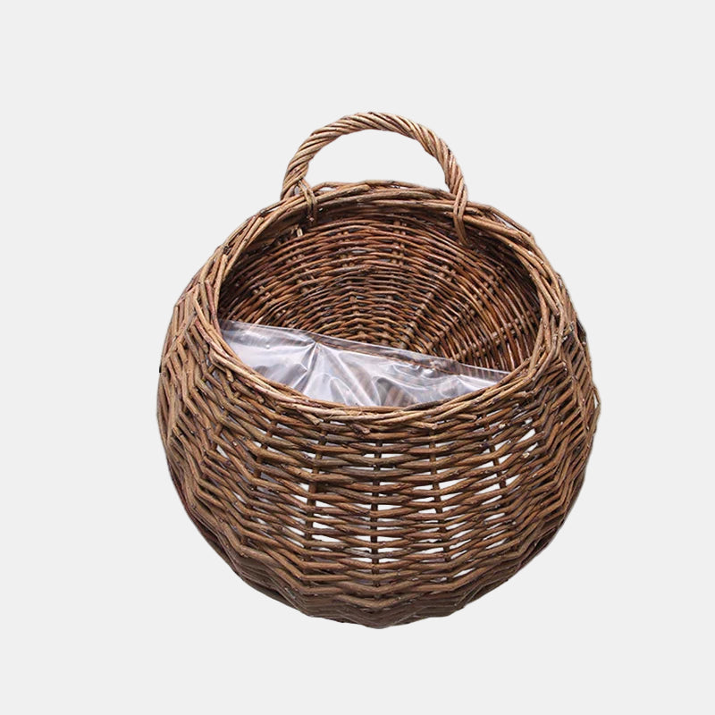 Handmade Wall Mount Rattan Plant & Flower Basket-Storage & Organisation-Unique Casa-Walnut-7 inches-Unique Casa