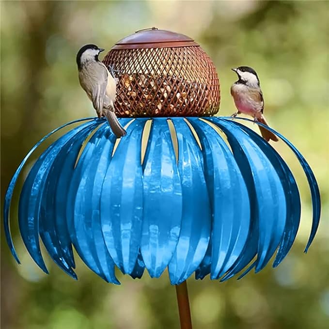 Hanging Bird Feeder with Cone Flower Design – Stylish Garden Decor for Birds 6