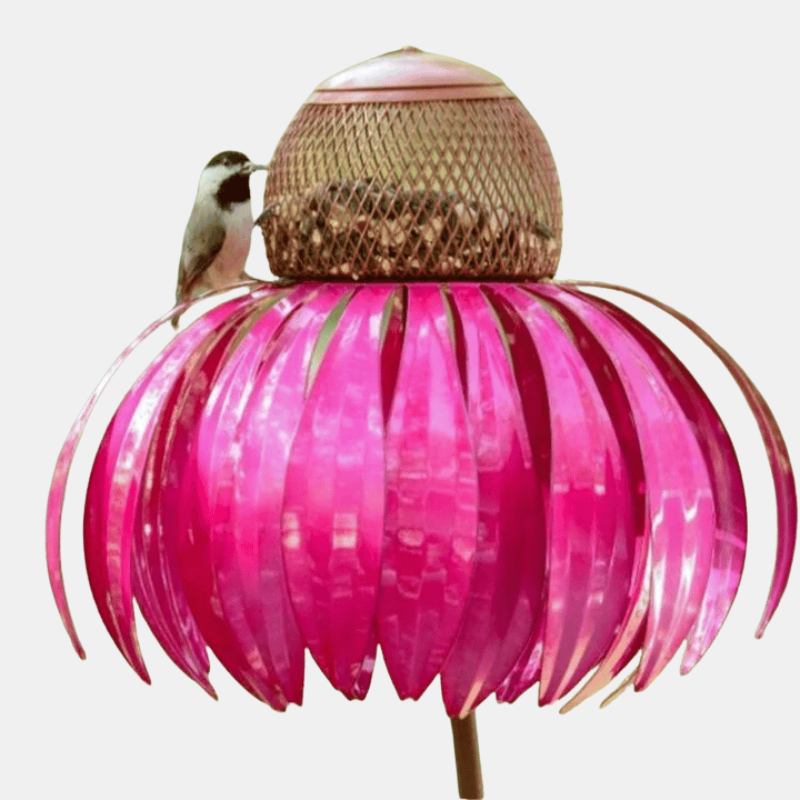 Hanging Bird Feeder with Cone Flower Design – Stylish Garden Decor for Birds-Bird Feeders-Unique Casa-Pink-Unique Casa