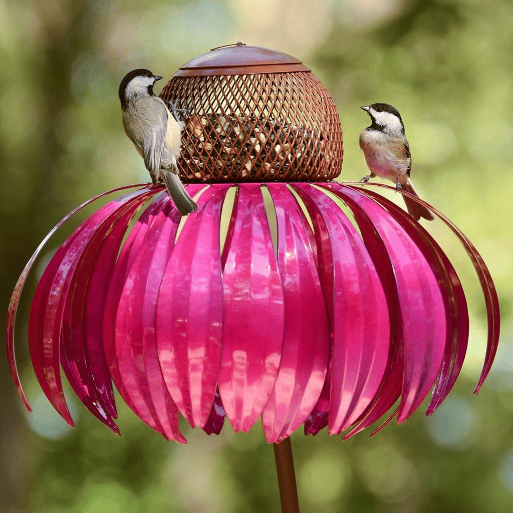 Hanging Bird Feeder with Cone Flower Design – Stylish Garden Decor for Birds 2