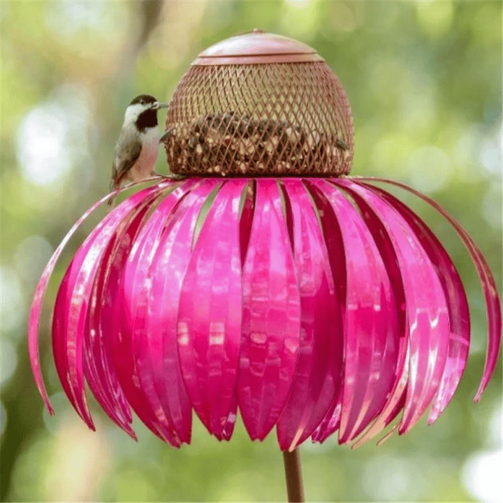 Hanging Bird Feeder with Cone Flower Design – Stylish Garden Decor for Birds 4