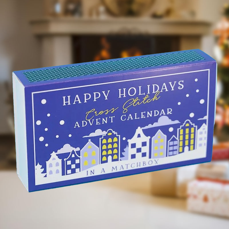 Happy Holidays Cross Stitch Advent Calendar – DIY Countdown Kit for Christmas-Advent Calendar-Unique Casa-Unique Casa