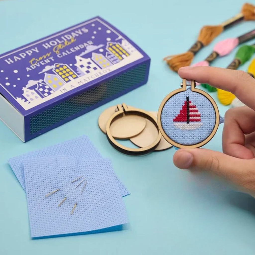 Happy Holidays Cross Stitch Advent Calendar – DIY Countdown Kit for Christmas-Advent Calendar-Unique Casa-Unique Casa