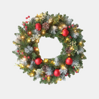Illuminated Christmas Door Wreath with 20 Lights – Festive Holiday Decor 0