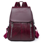 Anti-Theft Leather Backpack – Stylish Security for Modern Women-Backpacks-Unique Casa-Dark Red-Unique Casa