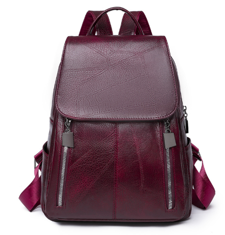 Anti-Theft Leather Backpack – Stylish Security for Modern Women-Backpacks-Unique Casa-Dark Red-Unique Casa