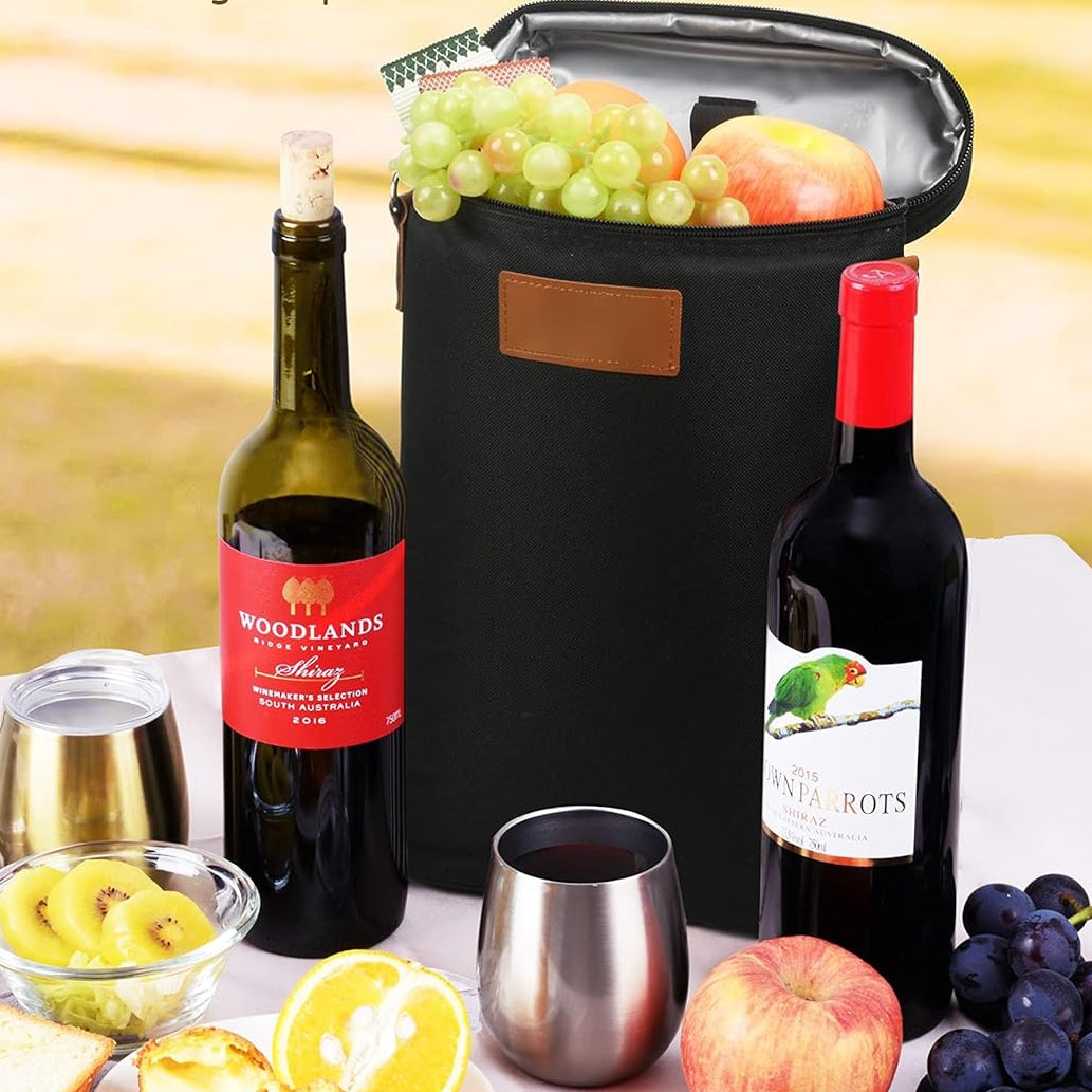 Insulated Dual Wine Bottle Carrier Bag – 2-in-1 Chilled Elegance-Carrier Bag-Unique Casa-Unique Casa