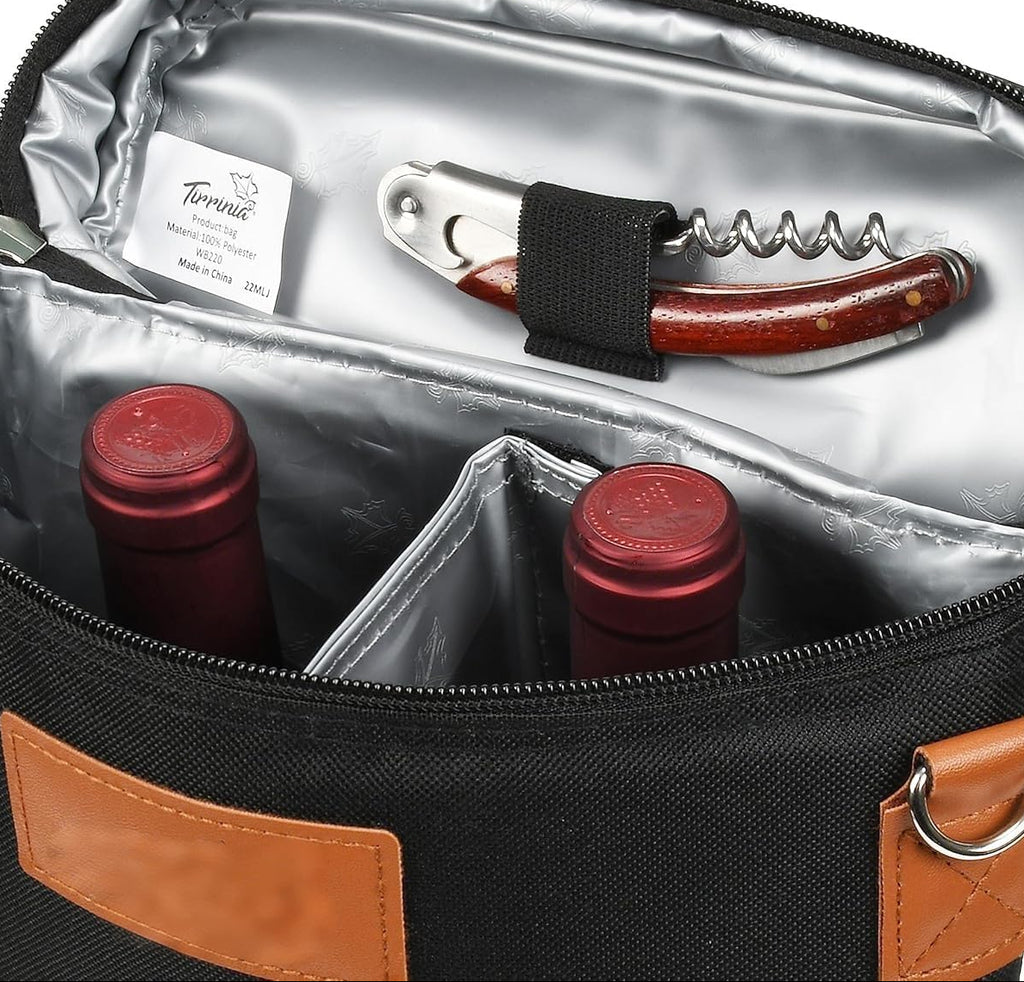 Insulated Dual Wine Bottle Carrier Bag – 2-in-1 Chilled Elegance-Carrier Bag-Unique Casa-Unique Casa