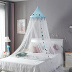 Kids Bed Canopy With Pom Pom Detail-Baby & Children-Unique Casa-Unique Casa