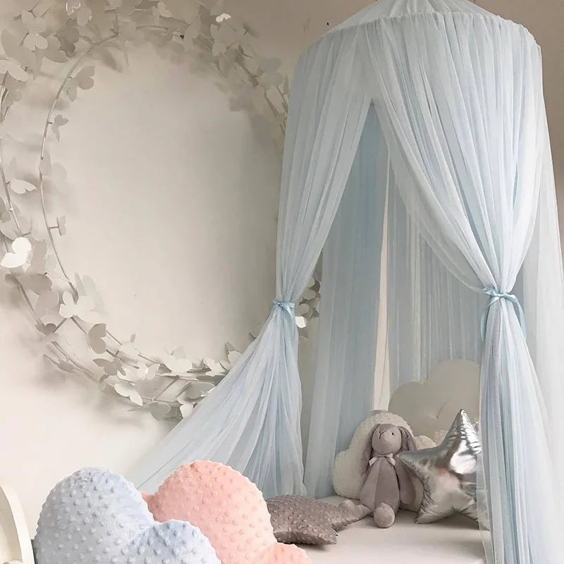 Kids Bed Canopy with Star Decoration -Baby & Children-Unique Casa-Baby Blue-Unique Casa