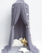 Kids Bed Canopy with Star Decoration -Baby & Children-Unique Casa-Grey-Unique Casa