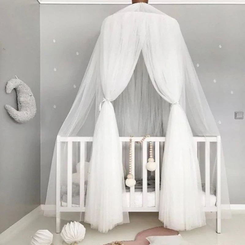 Kids Bed Canopy with Star Decoration -Baby & Children-Unique Casa-White-Unique Casa