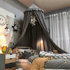 Kids Bed Canopy With Tassel & Frill Design-Baby & Children-Unique Casa-Grey with Ruffle-Unique Casa