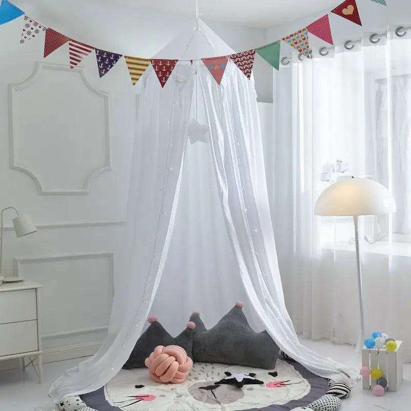 Kids Bed Canopy With Tassel & Frill Design-Baby & Children-Unique Casa-White with Tassel-Unique Casa