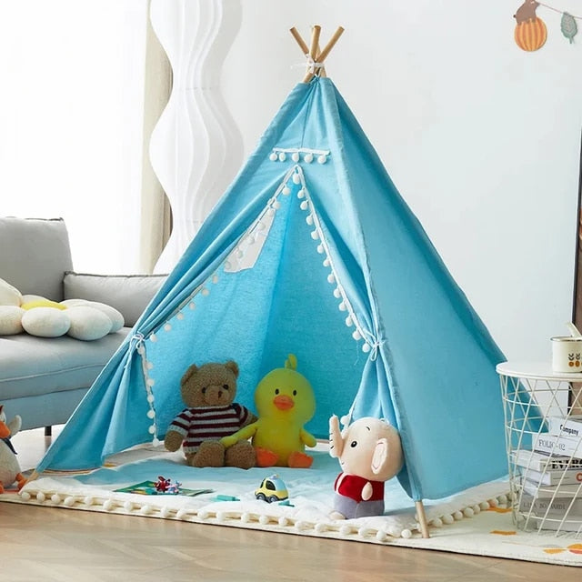 Kids Tipi Play Tent for Indoor & Outdoor Adventures-Baby & Children-Unique Casa-Blue-Unique Casa