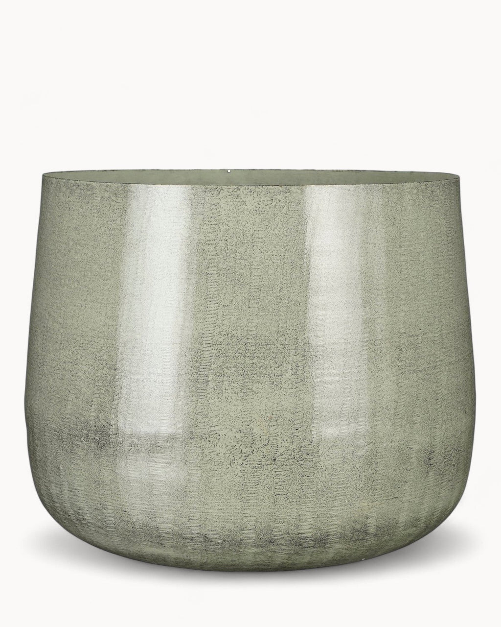 Large Light Grey Metal Plant Pot – Ø37 cm Modern Industrial Style-Plant Pot-Unique Casa